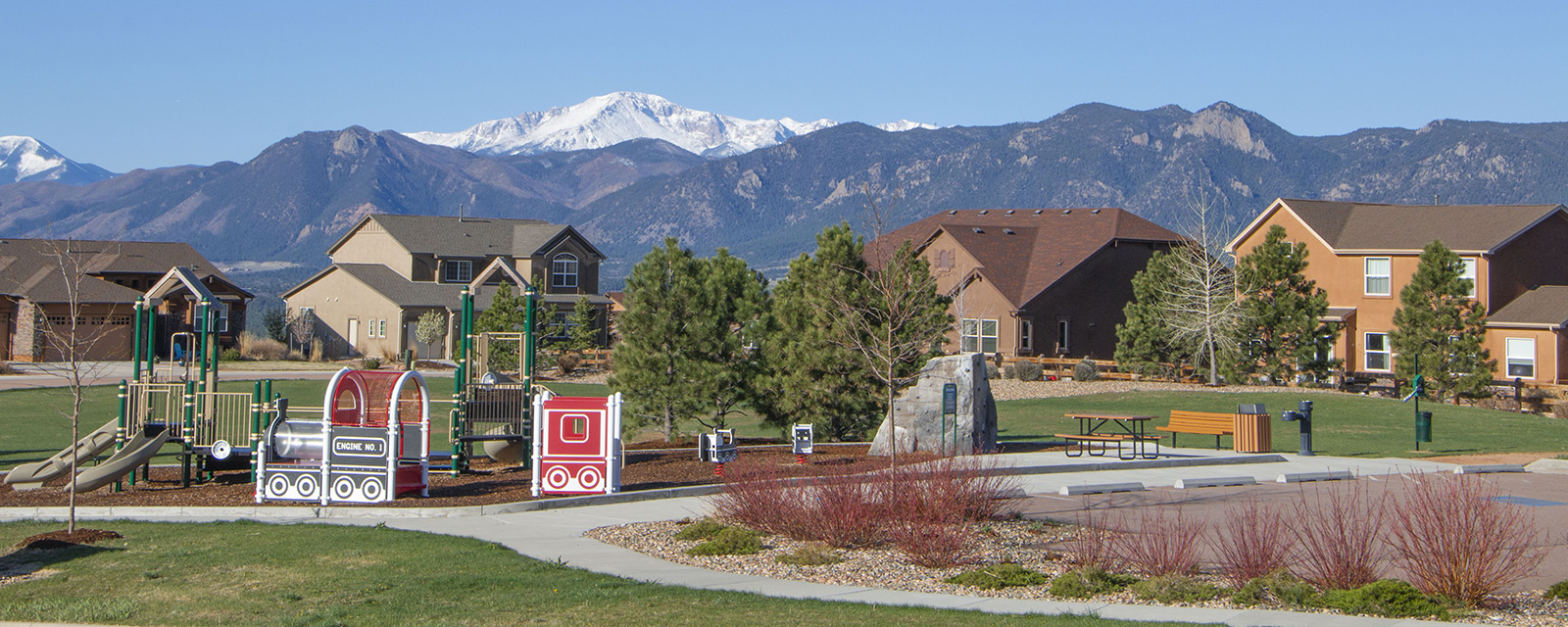 Jackson Creen Playground with Pike's Peak View Monument Colorado